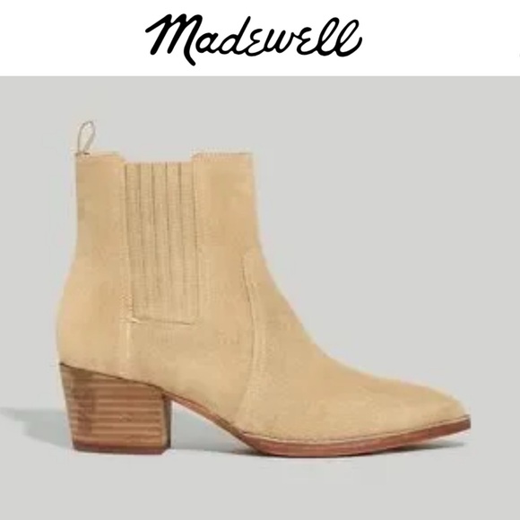 Madewell Shoes - MADEWELL THE WESTERN HEELED POINTED TOE ANKLE BOOT IN WALNUT SHELL SUEDE